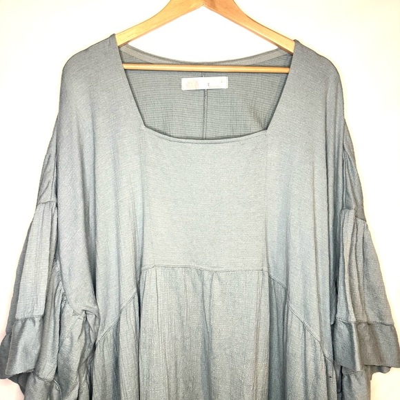 Free People FP Beach Mini Oversized El Mar Dress Blue Mountain Jubilee Sz Large - Picture 7 of 9